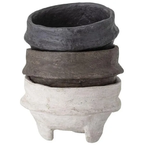 Asbjorn Paper Mache Deco Bowl White - Set of 3