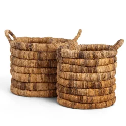 dBodhi Caterpillar Sago Round Basket Two Tone - Set of 2
