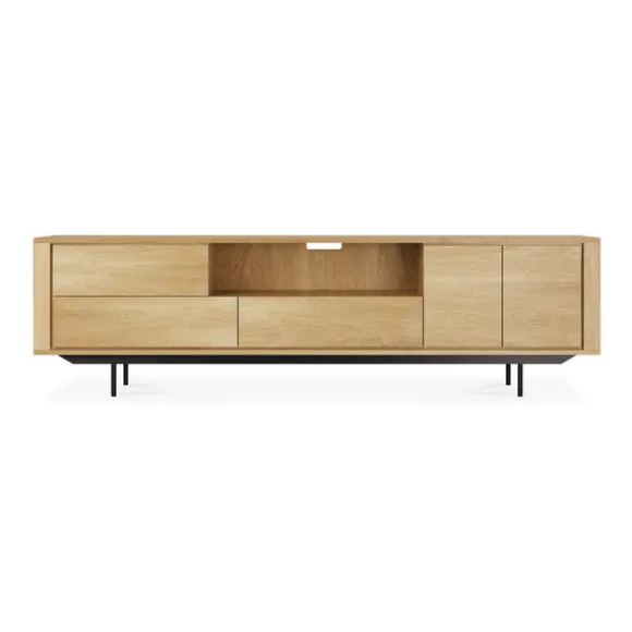 Ethnicraft Oak Shadow Entertainment Unit - 2 Doors/1 Flip-down Door/ 2 Drawers