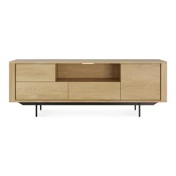 Ethnicraft Oak Shadow Entertainment Unit - 1 Door/1 Flip-down Door/ 2 Drawers