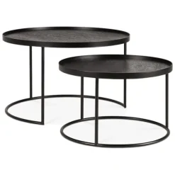 Ethnicraft Round Tray Coffee Table - Set of 2