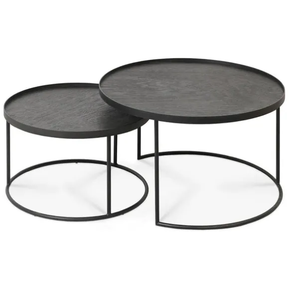 Ethnicraft Round Tray Coffee Table - Set of 2