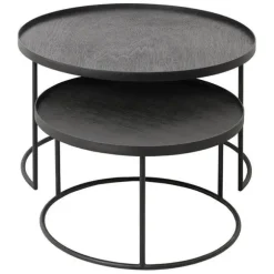 Ethnicraft Round Tray Coffee Table - Set of 2