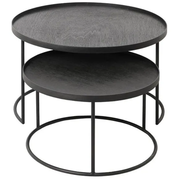 Ethnicraft Round Tray Coffee Table - Set of 2