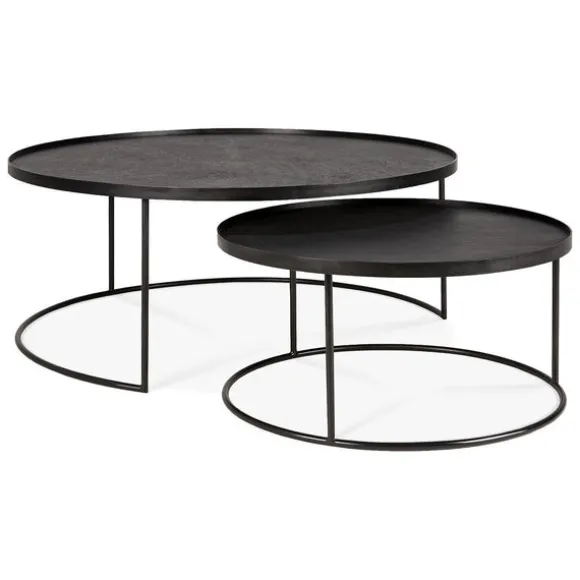 Ethnicraft Round Tray Coffee Table - Set of 2