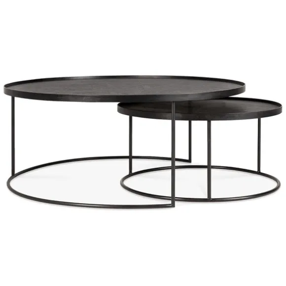 Ethnicraft Round Tray Coffee Table - Set of 2