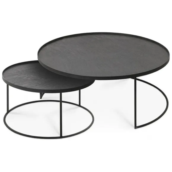 Ethnicraft Round Tray Coffee Table - Set of 2