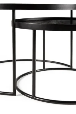 Ethnicraft Round Tray Coffee Table - Set of 2
