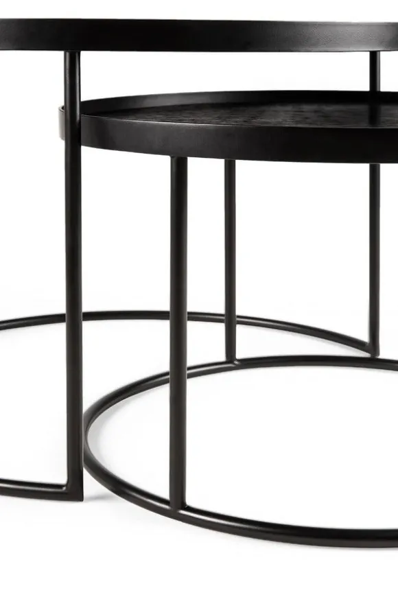 Ethnicraft Round Tray Coffee Table - Set of 2