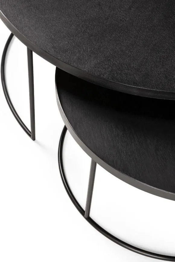 Ethnicraft Round Tray Coffee Table - Set of 2