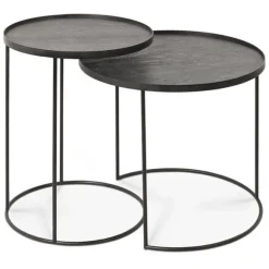 Ethnicraft Round Tray Side Table - Set of 2