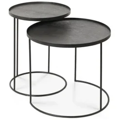 Ethnicraft Round Tray Side Table - Set of 2