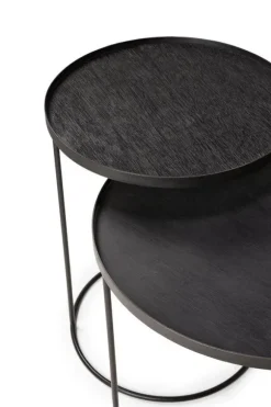 Ethnicraft Round Tray Side Table - Set of 2
