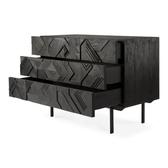 Ethnicraft Teak Graphic Chest of Drawers - 3 Drawers