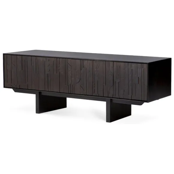 Ethnicraft Teak Mosaic TV Cupboard - 1 Flip-down Door/1 Drawer
