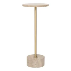 Fino Travertine Side Table - Gold