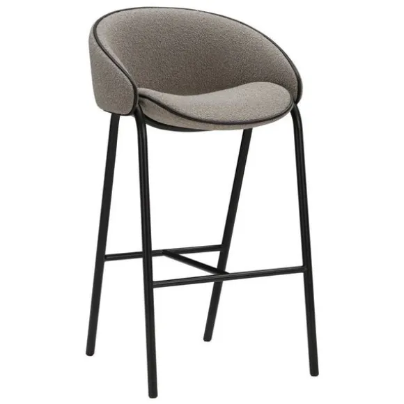 Folium Bar Stool with Leather Piping