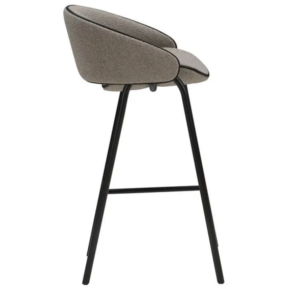 Folium Bar Stool with Leather Piping