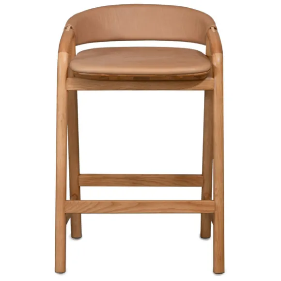 Inlay Counter Stool with Leather Backrest