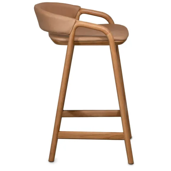 Inlay Counter Stool with Leather Backrest