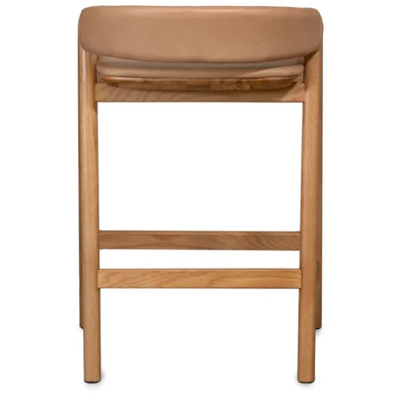 Inlay Counter Stool with Leather Backrest
