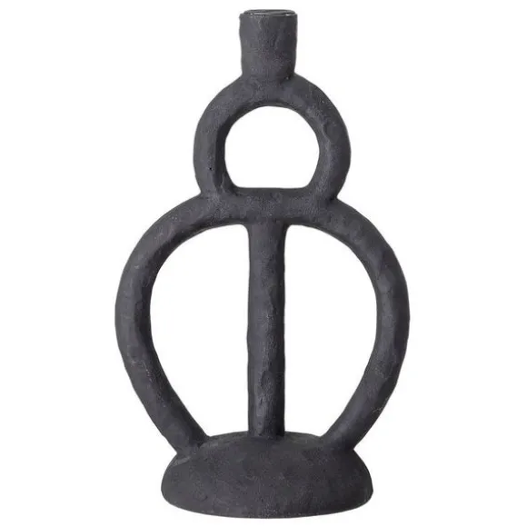 Karl Polyresin Candlestick - Black