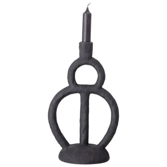 Karl Polyresin Candlestick - Black