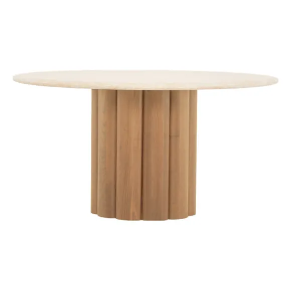 Kora Travertine Round Dining Table