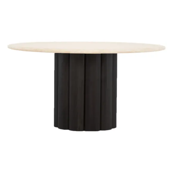 Kora Travertine Round Dining Table