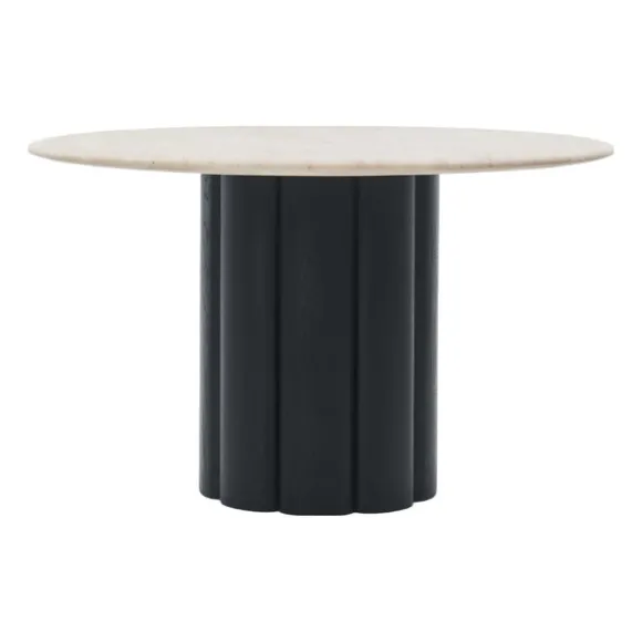 Kora Travertine Round Dining Table