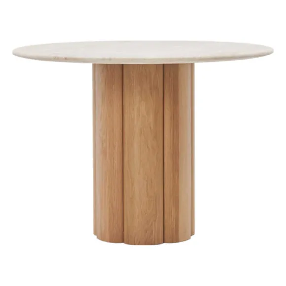 Kora Travertine Round Dining Table