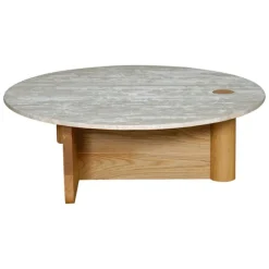 Pivot Round Travertine Coffee Table