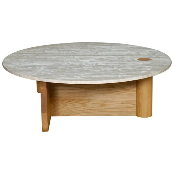 Pivot Round Travertine Coffee Table