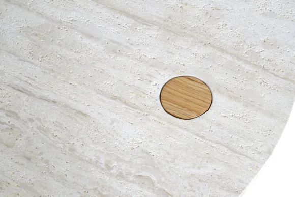 Pivot Round Travertine Coffee Table
