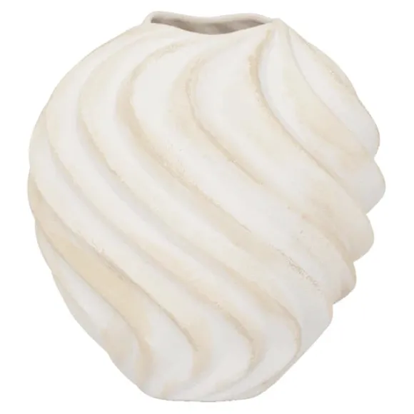 Ribbed Ceramic Vase - Sand