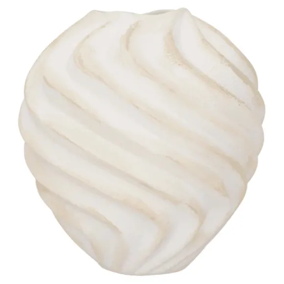 Ribbed Ceramic Vase - Sand