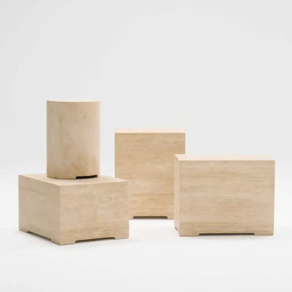 Situation Travertine Round Side Table