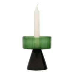 Watercress Glass Candle Holder - Green