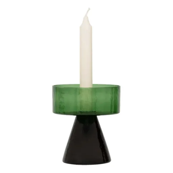 Watercress Glass Candle Holder - Green